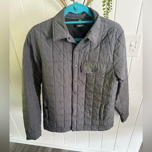 Grey Quilted Monster Energy Coat Size M Excellent Pre-owned Condition